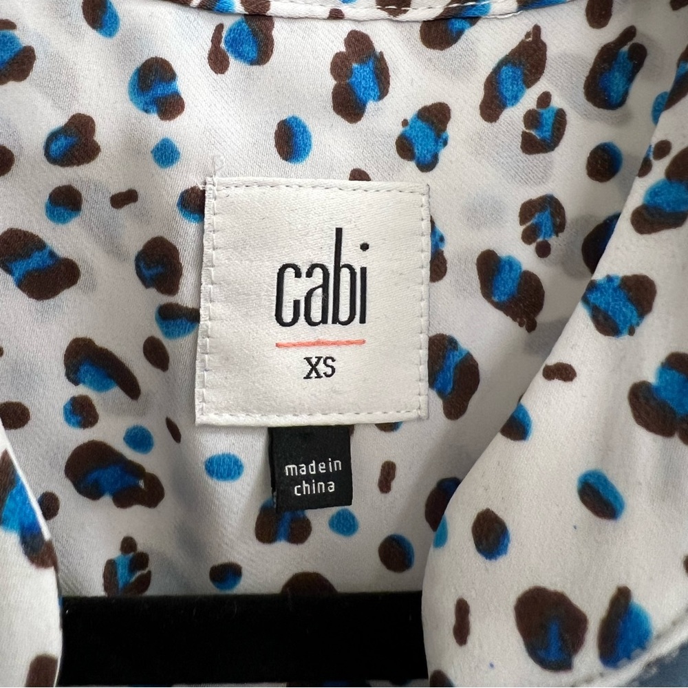 Anthropologie Cabi Blue Leopard Print Button Down Shirt Dress - Picture 6 of 14